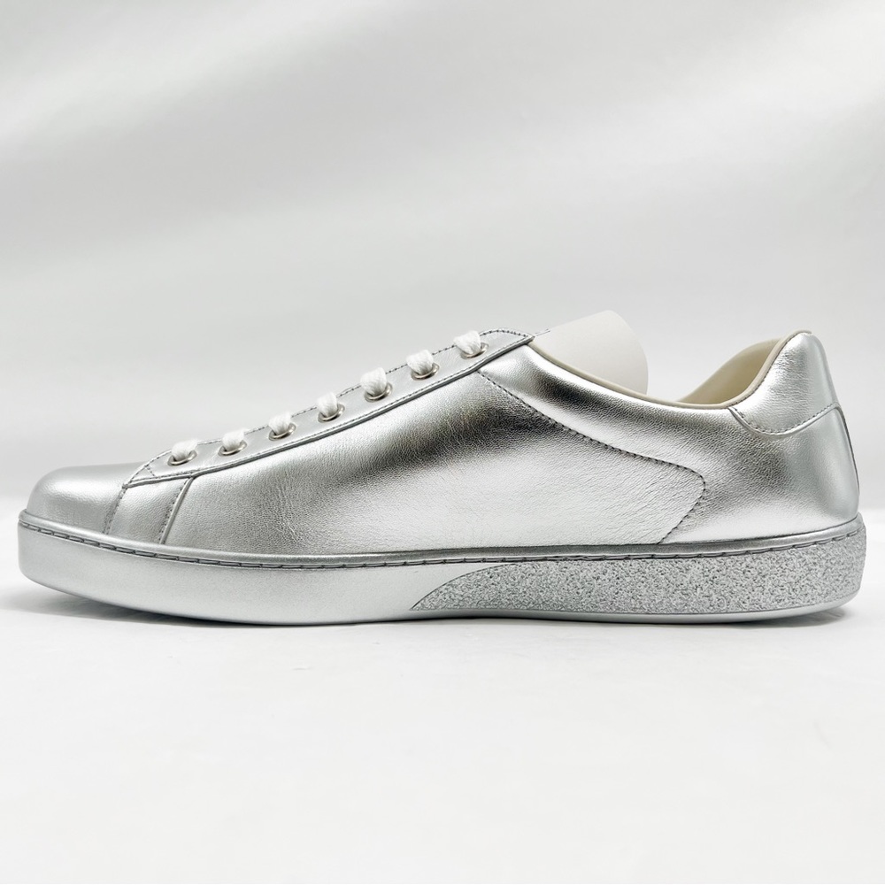 Gucci Ace Metallic Low-top Silver Sneakers 660266 - Picture 6 of 14